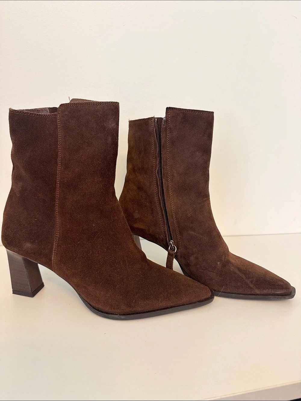 Zara 03801 Pointed Toe Heeled Boots in Brown EU 38